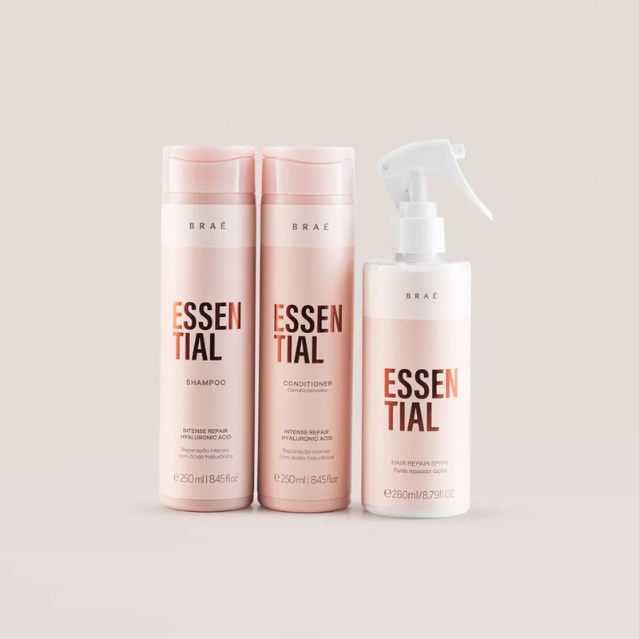 Kit Essential Braé Shampoo/Condicionador/Fluído Reparador